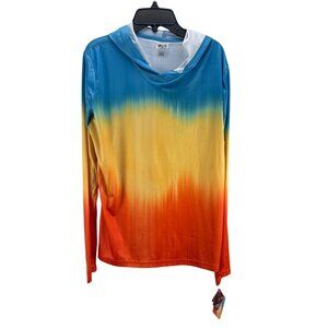 Uzzi Gradient Ombre Hoodie L 14-16  Rainbow Fishing Shirt UPF Long Sleeve